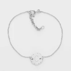Hot HappyBulle Bracelet chaîne personnalisé médaille contour scintillant gravée argent initiale 11 mm Argent rhodié 925
