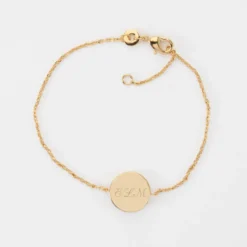 Outlet HappyBulle Bracelet chaîne personnalisé médaille gravée plaqué or initiale soleil 12 mm Email blanc