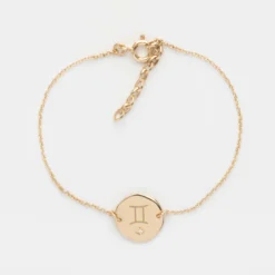 Outlet HappyBulle Bracelet chaîne personnalisé médaille scintillante gravée plaqué or initiale 13 mm