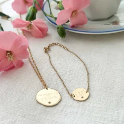 Outlet HappyBulle Bracelet chaîne personnalisé médaille scintillante gravée plaqué or initiale 13 mm
