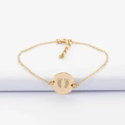 Outlet HappyBulle Bracelet chaîne personnalisé médaille scintillante gravée plaqué or initiale 13 mm