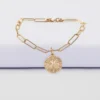 Hot HappyBulle Bracelet chaîne personnalisé petites mailles médaille gravée plaqué or rose des vents texturée 14 mm