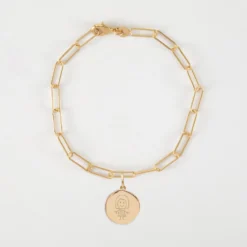 Hot HappyBulle Bracelet chaîne personnalisé petites mailles médaille gravée plaqué or rose des vents texturée 14 mm