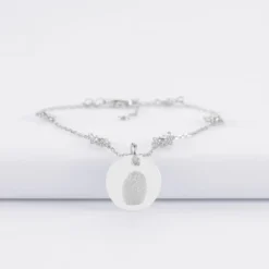 Outlet HappyBulle Bracelet chaîne étoile brillante personnalisé médaille gravée argent 15 mm Argent rhodié 925