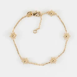 HappyBulle Bracelet chaîne étoile brillante plaqué or Plaqué or 18k