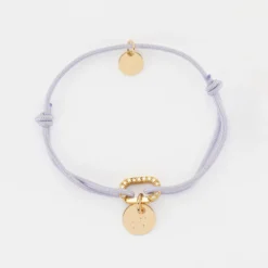 Discount HappyBulle Bracelet cordon mousqueton scintillant personnalisé médaille gravée plaqué or 10 mm