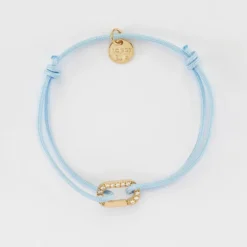Online HappyBulle Bracelet cordon mousqueton scintillant plaqué or 12x8 mm