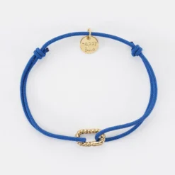 Online HappyBulle Bracelet cordon mousqueton tressé plaqué or 12x7 mm