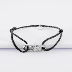 New HappyBulle Bracelet cordon pailleté "Le lien" argent - x Lilylovesfashion Argent rhodié 925