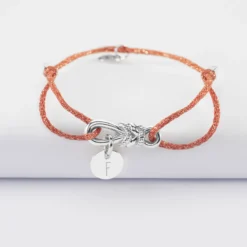 Best HappyBulle Bracelet cordon pailleté personnalisé "Le lien" et médaille gravée argent 10 mm - x Lilylovesfashion Argent rhodié 925