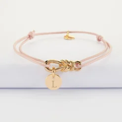 Discount HappyBulle Bracelet cordon personnalisé "Le lien" et médaille gravée plaqué or 10 mm - x Lilylovesfashion Plaqué or 18k