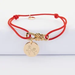 Discount HappyBulle Bracelet cordon personnalisé "Le lien" et médaille gravée plaqué or 15 mm - x Lilylovesfashion Plaqué or 18k