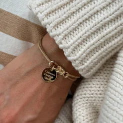 Discount HappyBulle Bracelet cordon personnalisé "Le lien" et médaille gravée plaqué or 15 mm - x Lilylovesfashion Plaqué or 18k