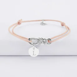 Outlet HappyBulle Bracelet cordon personnalisé "Le lien" et médaille gravée argent 10 mm - x Lilylovesfashion Argent rhodié 925