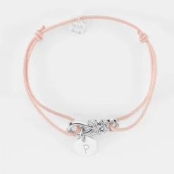Outlet HappyBulle Bracelet cordon personnalisé "Le lien" et médaille gravée argent 10 mm - x Lilylovesfashion Argent rhodié 925