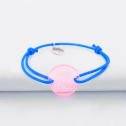 HappyBulle Bracelet d'identification enfant médaille gravée acrylique fluo 2 trous 17 mm Rose