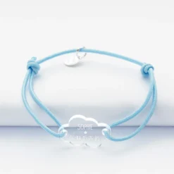 HappyBulle Bracelet d'identification enfant médaille gravée acrylique nuage 2 trous 20x14 mm