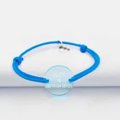 Best HappyBulle Bracelet d'identification enfant médaille gravée acrylique fluo 2 trous 17 mm Bleu