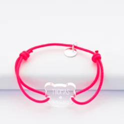 Outlet HappyBulle Bracelet d'identification enfant médaille gravée 2 trous ours 16x17 mm Acrylique