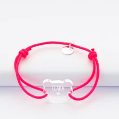 Outlet HappyBulle Bracelet d'identification enfant médaille gravée 2 trous ours 16x17 mm Acrylique