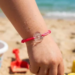 Hot HappyBulle Bracelet d'identification enfant médaille gravée acrylique 2 trous 17 mm Transparent