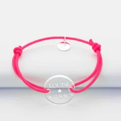 Hot HappyBulle Bracelet d'identification enfant médaille gravée acrylique 2 trous 17 mm Transparent