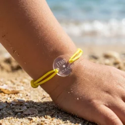 Hot HappyBulle Bracelet d'identification enfant médaille gravée acrylique 2 trous 17 mm Transparent