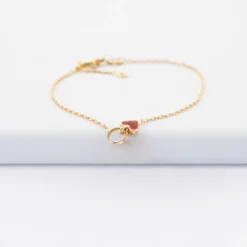 Clearance HappyBulle Bracelet enfant chaîne coeur émail rouge plaqué or