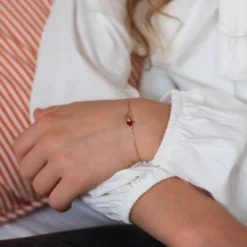 Clearance HappyBulle Bracelet enfant chaîne coeur émail rouge plaqué or