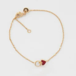 Clearance HappyBulle Bracelet enfant chaîne coeur émail rouge plaqué or