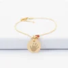 Clearance HappyBulle Bracelet enfant chaîne coeur émail rouge personnalisé médaille gravée plaqué or 15 mm