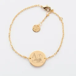 Best HappyBulle Bracelet enfant chaîne personnalisé initiale médaille gravée plaqué or 2 trous 15 mm - x Marie Savart Plaqué or 18k