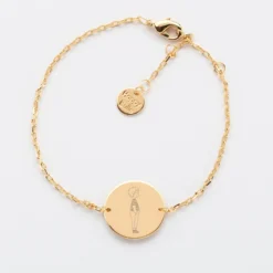 HappyBulle Bracelet enfant chaîne personnalisé illustration médaille gravée plaqué or 2 trous 15 mm - x Marie Savart Plaqué or 18k