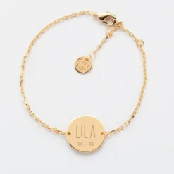 Hot HappyBulle Bracelet enfant chaîne personnalisé médaille gravée plaqué or 2 trous 15 mm - Nos petits imparfaits Plaqué or 18k