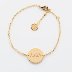 Hot HappyBulle Bracelet enfant chaîne personnalisé médaille gravée plaqué or 2 trous 15 mm - Nos petits imparfaits Plaqué or 18k