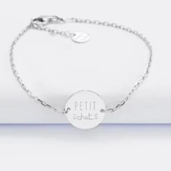 Outlet HappyBulle Bracelet enfant chaîne personnalisé médaille gravée argent 2 trous 15 mm - Nos petits imparfaits Argent rhodié 925