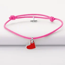 Discount HappyBulle Bracelet enfant coeur email argent 10 mm Argent rhodié 925
