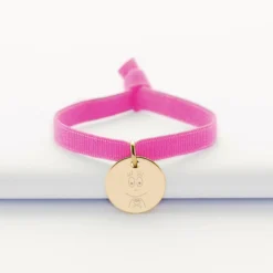 Clearance HappyBulle Bracelet enfant cordon élastique personnalisé médaille plaqué or 15 mm - x Barbapapa Plaqué or 18k