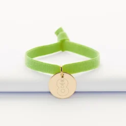 Clearance HappyBulle Bracelet enfant cordon élastique personnalisé médaille plaqué or 15 mm - x Barbapapa Plaqué or 18k
