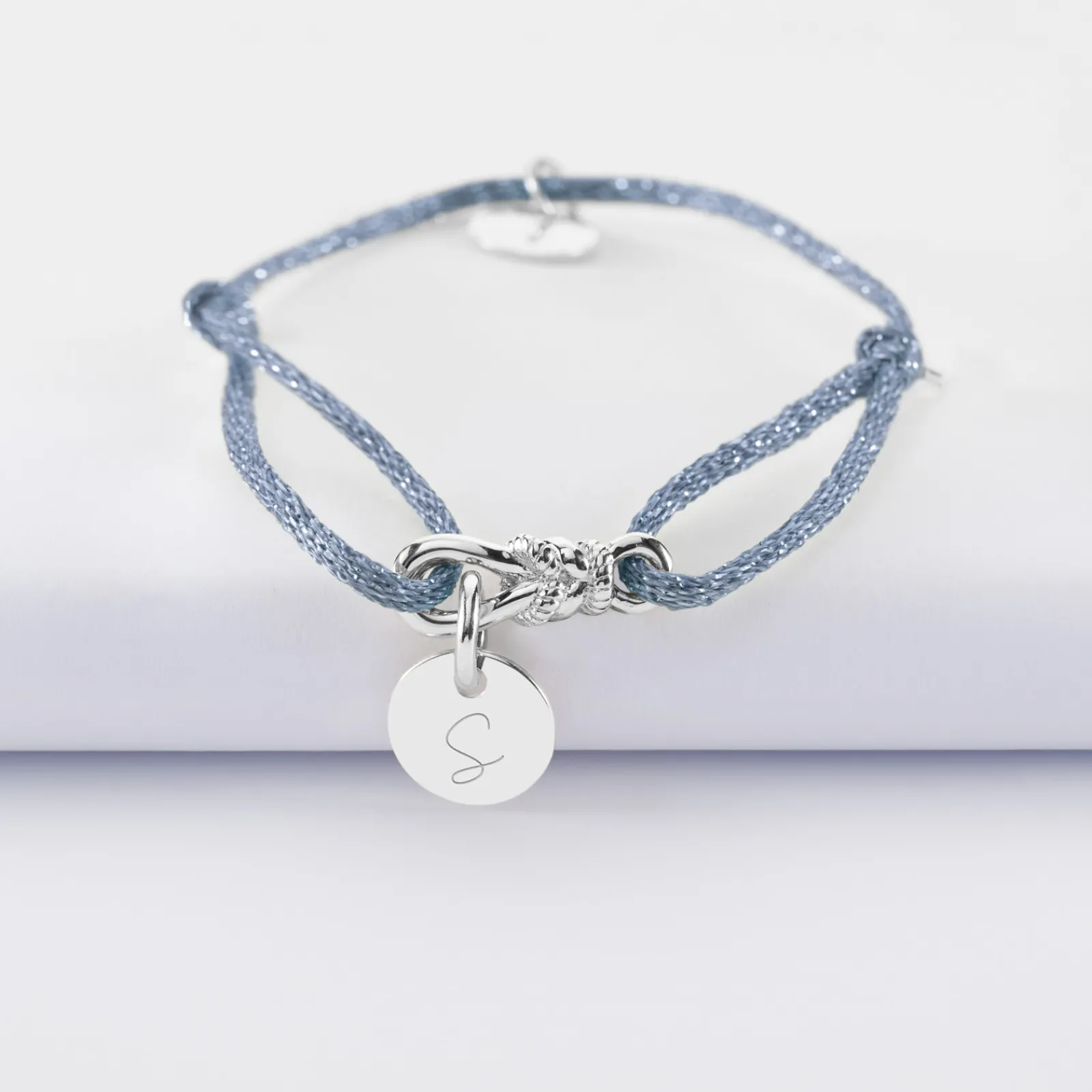 Sale HappyBulle Bracelet enfant cordon pailleté personnalisé "Le lien" et médaille gravée argent 10 mm - x Lilylovesfashion Argent rhodié 925