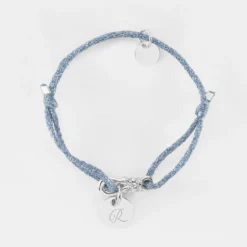 Sale HappyBulle Bracelet enfant cordon pailleté personnalisé "Le lien" et médaille gravée argent 10 mm - x Lilylovesfashion Argent rhodié 925