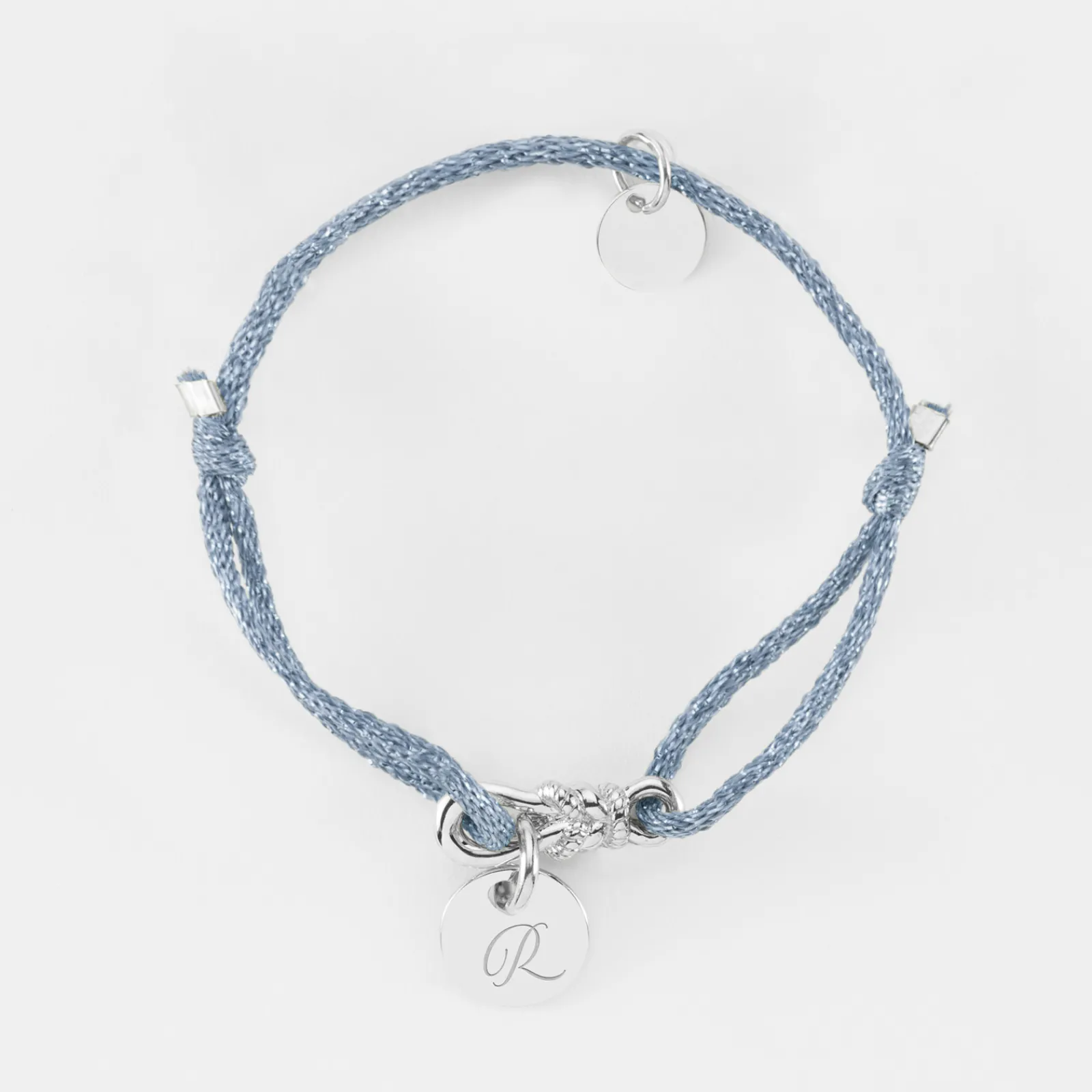 Sale HappyBulle Bracelet enfant cordon pailleté personnalisé "Le lien" et médaille gravée argent 10 mm - x Lilylovesfashion Argent rhodié 925