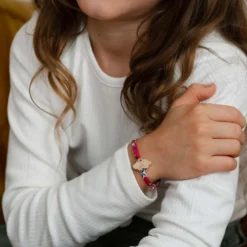 Online HappyBulle Bracelet enfant Liberty personnalisé prénom médaille gravée plaqué or nuage 20x14 mm Plaqué or 18k