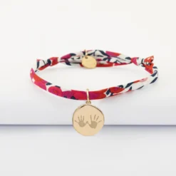 HappyBulle Bracelet enfant Liberty personnalisé médaille gravée plaqué or rose des vents texturée 14 mm Plaqué or 18k