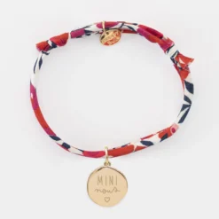 HappyBulle Bracelet enfant Liberty personnalisé médaille gravée plaqué or rose des vents texturée 14 mm Plaqué or 18k