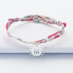 Sale HappyBulle Bracelet enfant Liberty personnalisé médaille lettre initiale dentelle argent 14 mm
