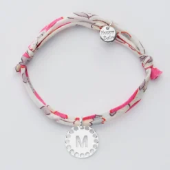 Sale HappyBulle Bracelet enfant Liberty personnalisé médaille lettre initiale dentelle argent 14 mm