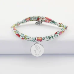 Online HappyBulle Bracelet enfant Liberty personnalisé médaille gravée argent rose des vents texturée 14 mm Argent rhodié 925