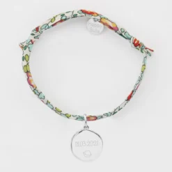 Online HappyBulle Bracelet enfant Liberty personnalisé médaille gravée argent rose des vents texturée 14 mm Argent rhodié 925