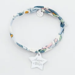 Best HappyBulle Bracelet enfant Liberty personnalisé prénom médaille gravée argent étoile 20x20 mm Argent rhodié 925